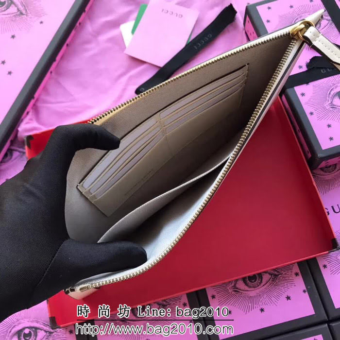 GUCCI古馳 歐洲正品原單 復古印花 百搭手拿包 510489 米白全皮 WTG1588